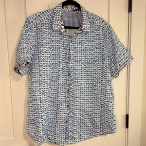Robert Graham Geometric Blue and White Men's Shirt